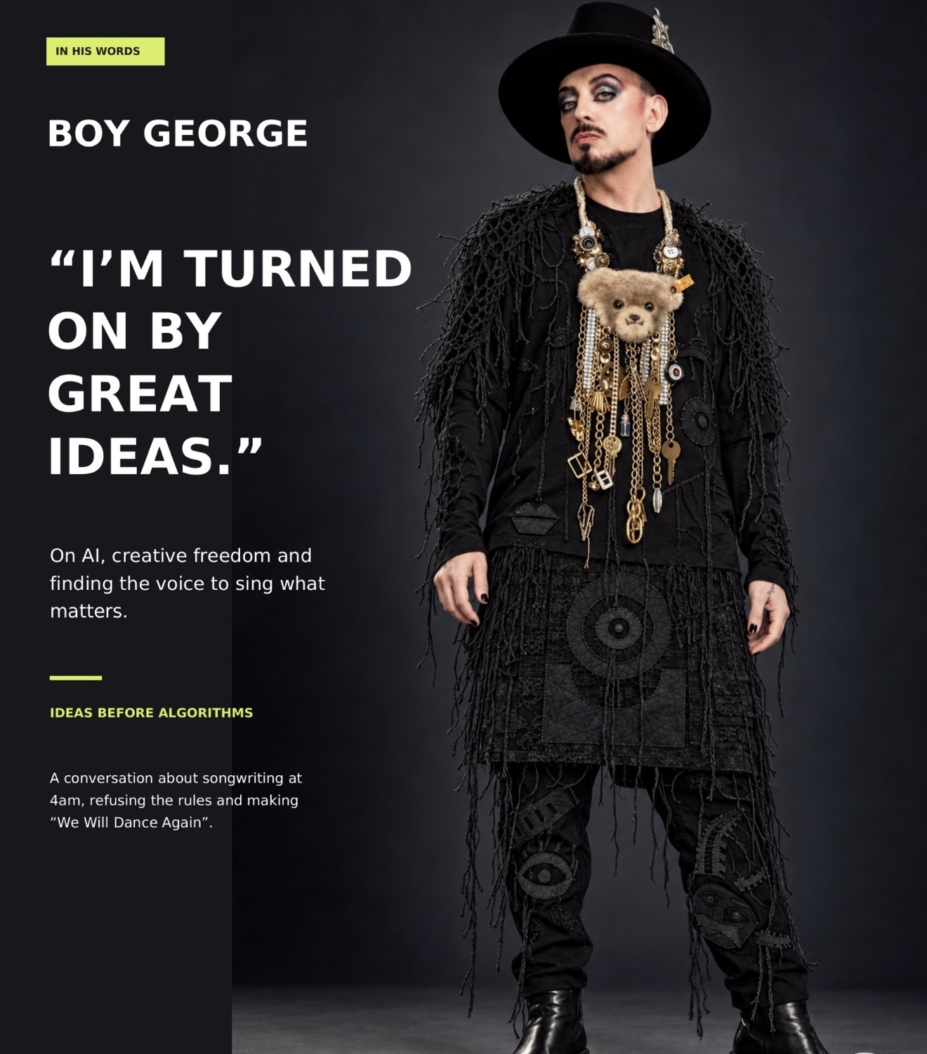 Boy George interview cover: I’m turned on by great ideas.