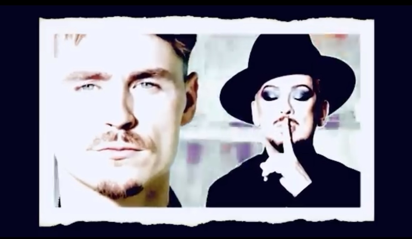 Joe Conaboy and Boy George in a still from the Trust video